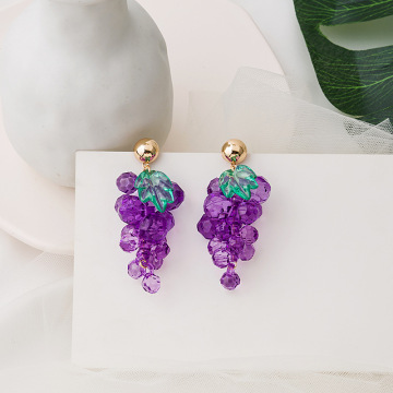 2020 new arrivals dangle earrings for women sweet purple grape string Earrings lovely fresh creative fruit Earrings wholesale