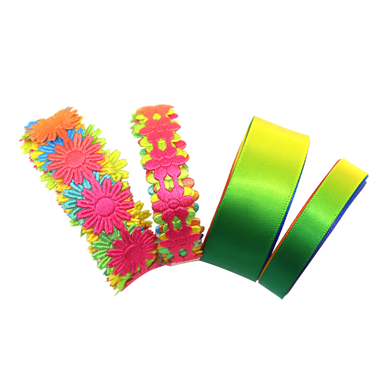 8y/cards 10-20mm Rainbow Satin Christmas Ribbons Lace Trim Packing Material DIY Sewing Garment Headwear Accessories R0307