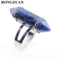 RONGZUAN Natural Stones Turquoises Opalite Aventurine Jaspers Healing Reiki Chakra Beads Ring 20mm (0.8") Adjustable 1PCS TBX302