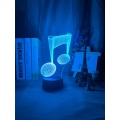 Acrylic 3D Illusion Baby Night Light Musical Note Hologram Nightlight Led Touch Sensor Colorful Usb Battery Powered Bedside Lamp