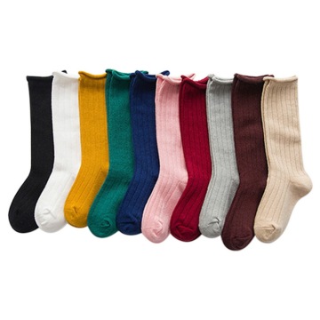 Kids Baby Girl Socks Solid Color Baby Boy Socks Infant Toddler Knee High Socks Autumn Winter Warm Sokken Kids Leg Warmers