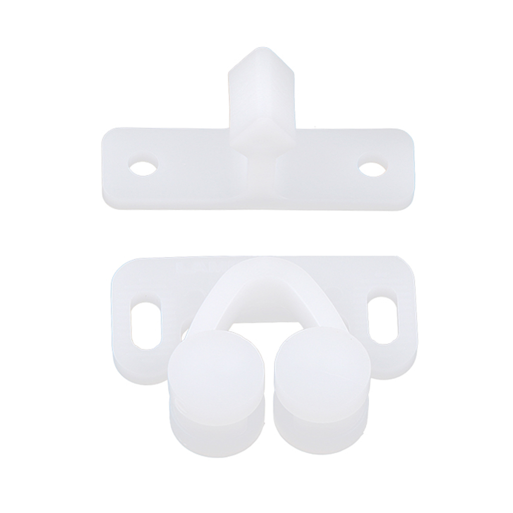 1 Set Boat RV Double Ball Roller Catch Latch for Cabinet Closet Doors White