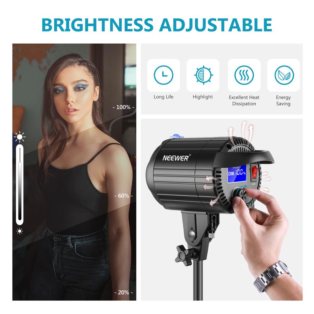 Neewer Photography LED Video Light Kit: 60W LED Light White 5600K Version Continuous Lighting, CRI 95+ with Standard Reflector