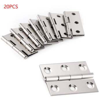 2020 Hot 20Pcs Stainless Steel Hinges Silver Door Connector Drawer 6 Holes Furniture Bookcase Window Cabinet Home Hardware Tools