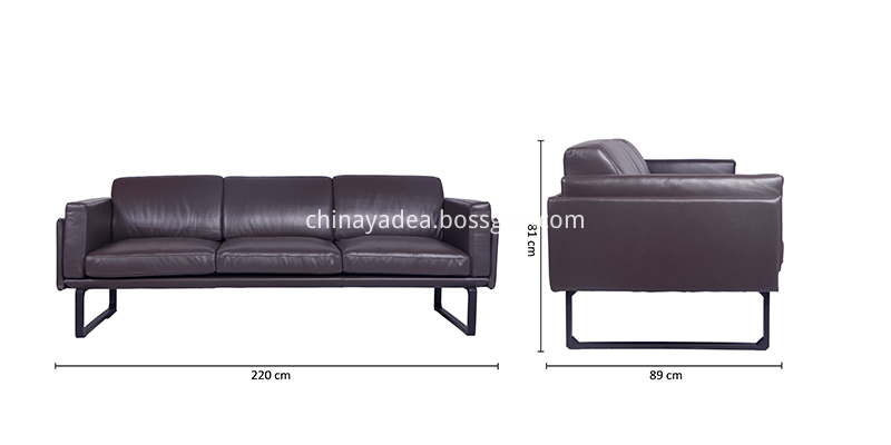 Size-of-Cassina-Sofa-Dark-Brown-Leather