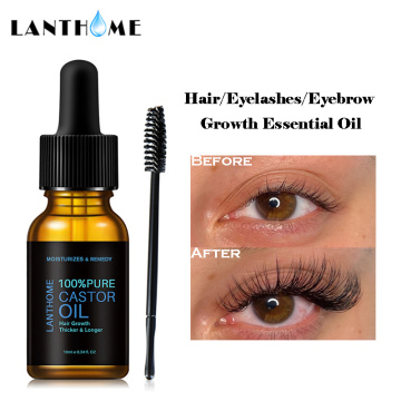 Pure Castor Oil Eyelashes Growth Serum Hair Treatment Eyebrow Fast Growth Liquid Essential Oil Makeup Eyelash Enhancer 10ml