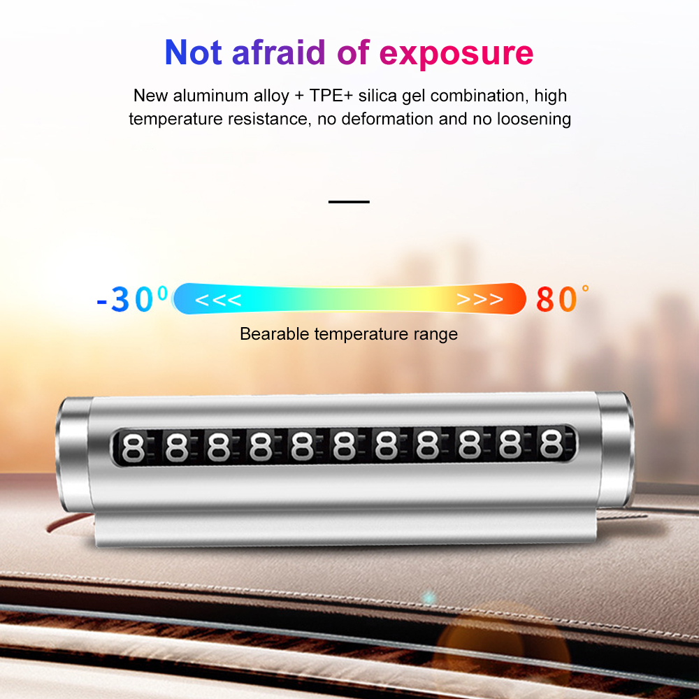 New Universal Car Temporary Parking Card Rotate Phone Number Plate Aluminum Stickers Park Stop in Car-styling Auto Accessories