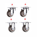 4pcs 1.5 inch TPE 8*20mm ultra quiet rubber cabinet furniture casters brake wheel with screw