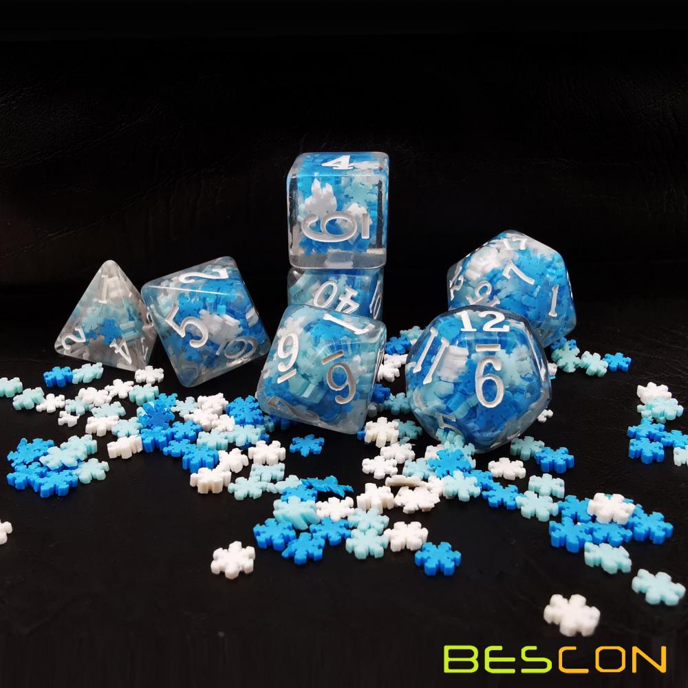 Snowflake Stuffed Poly Rpg Dice Set Of 7 2