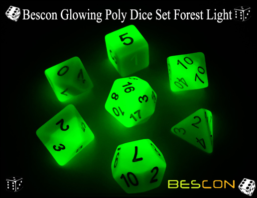 Bescon Glowing Poly Dice Set Forest Light-4