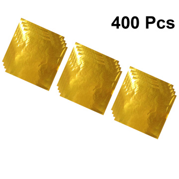 400pcs 8x8cm Gold Aluminum Foil Paper Chocolate Wrapping Paper Gift Packaging Paper Food Wrapper For Candy Tea Leaves Snacks