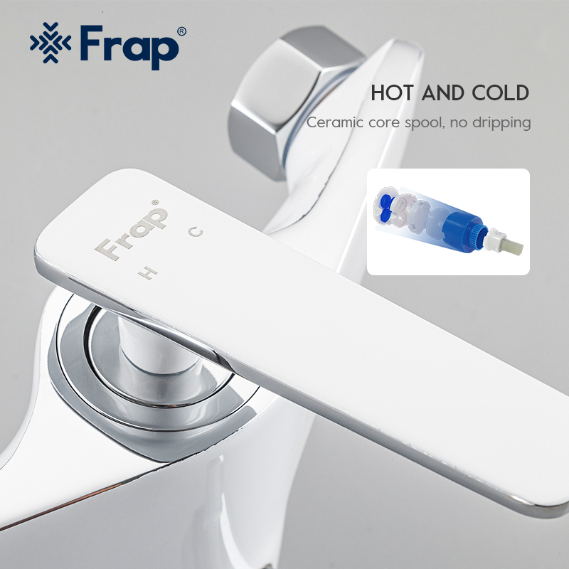 Frap White Bathroom Shower Faucets Hot and Cold Water Bathtub Faucets Shower Set Tap Chrome Shower F2258