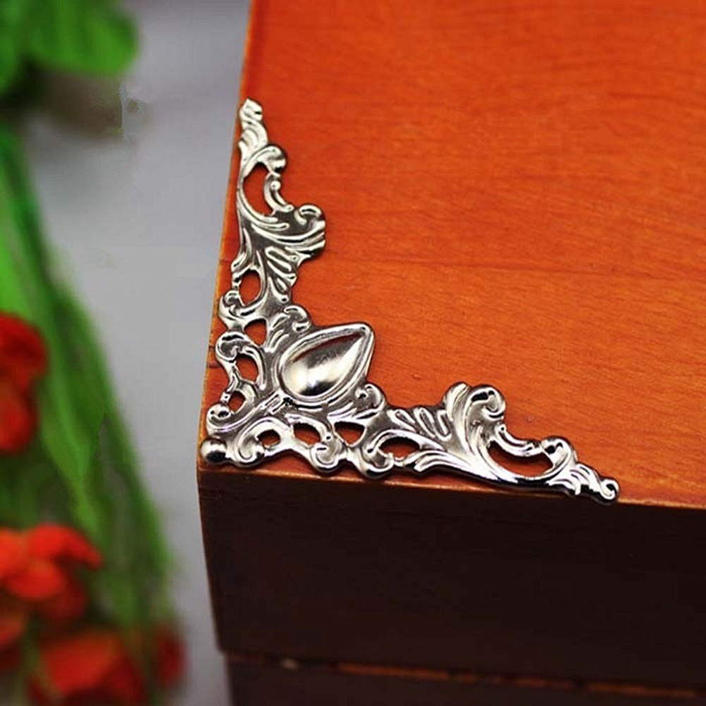 24 Pcs Jewelry Iron Case Scrapbook Box Desk Corner Decorative Guard Corner Sticker Crafts Retro Home Ornament