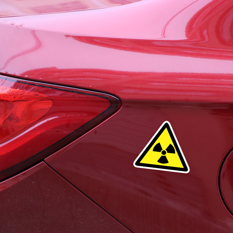 YJZT 14.4CM*12.5CM Danger Radiation Risk Car Sticker PVC Warning Decal 12-1376