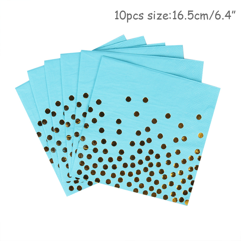 baby blue gold dot tableware kids boys favors blue themed birthday party disposable dinnerware paper cup plate tiffany decor