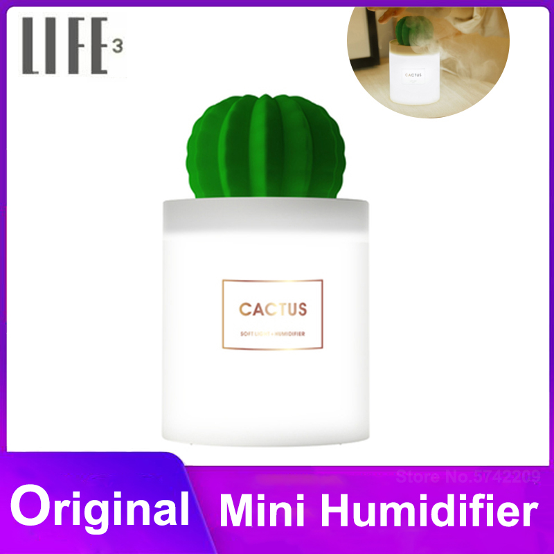 3life Cactus Humidifier Mini Desktop USB humidifier portable Mute Car Mounted for Home and Office Use Air Purification