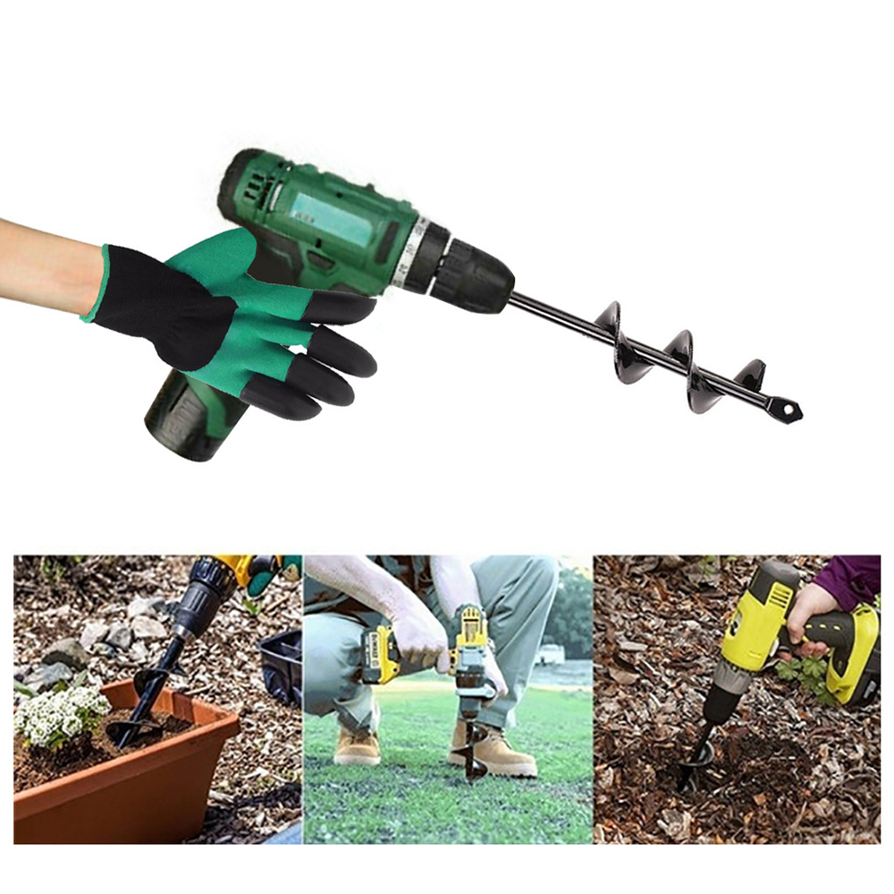 6 Sizes Garden Auger Electric Garden Planting Digging Hole Digger Earth Auger Spiral Drill Bit Flower Planter Bedding Bulbs Seed