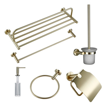 Smesiteli Morden Bath Hardware Sets 304 Stainless Steel Brushed Golden Paper Holder Robe Hook Towel Rings Bathroom Accessories