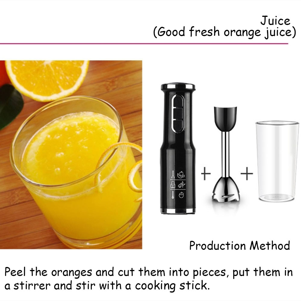 4-in-1 High Performance Electric Blender 3 Speeds Adjustable, Multifunctional Mixer with Whisk, Chopper and Measuring Cup