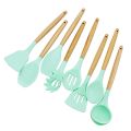 1 Piece Silicone Head Wooden Handle Kitchenware Cooking Utensils Pasta Spoon Egg Beater Spatula Cookware Kitchen Tools