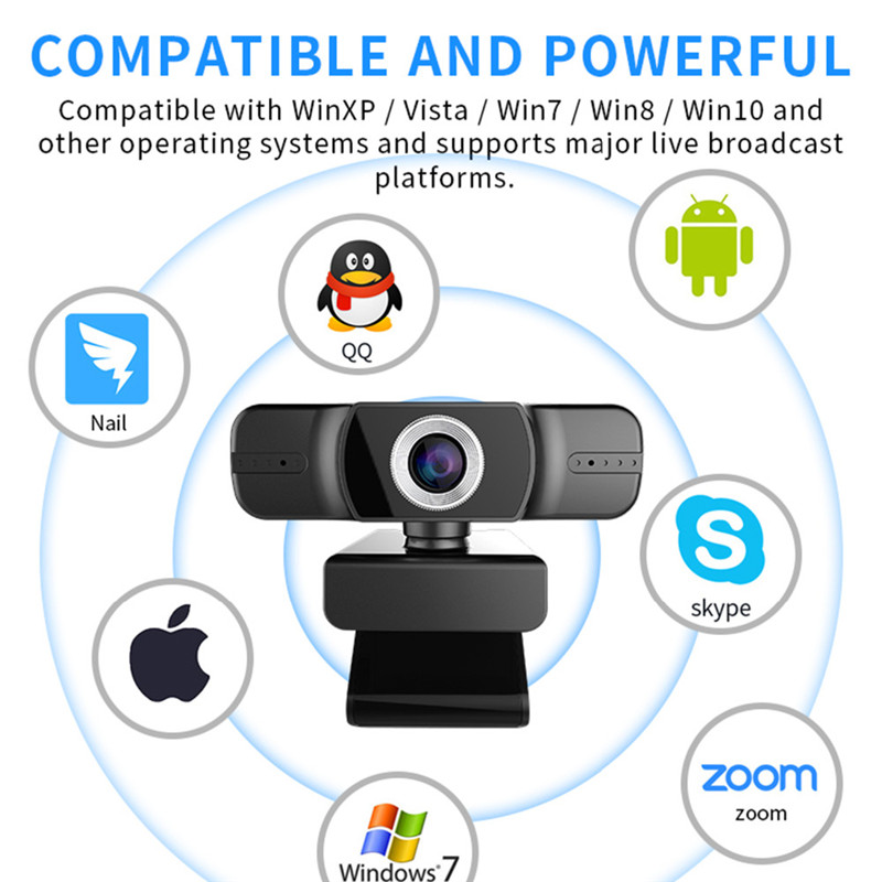 HD 1080P Webcam With Noise-Cancelling Mic PC Cameras Web Cam For Computer OBS Skype YouTube