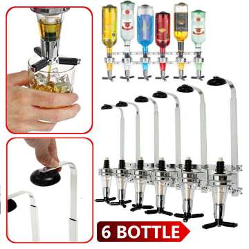 Wall Mounted 6 Station Liquor Dispenser Bar Butler Wine Dispenser Alcohol Bottle Dispenser Drinking Pourer Bar Accessories