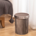 Imitation Wood Grain Trash Hotel Appropriative 10L Vintage Style Household Living Room Waste Paper Basket With Pressure Ring