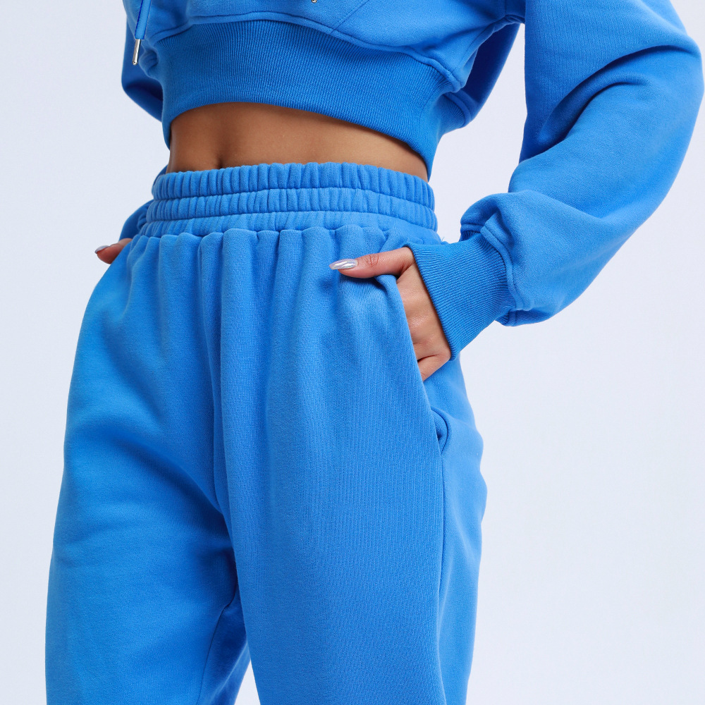 Womens Cropped Hoodie Tracksuit Set