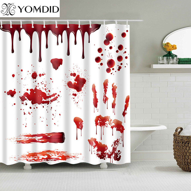 Waterproof Series Shower Curtain Orange Black Bloody Designs Shower Curtains For Bathroom Multi-size Halloween Shower Curtain