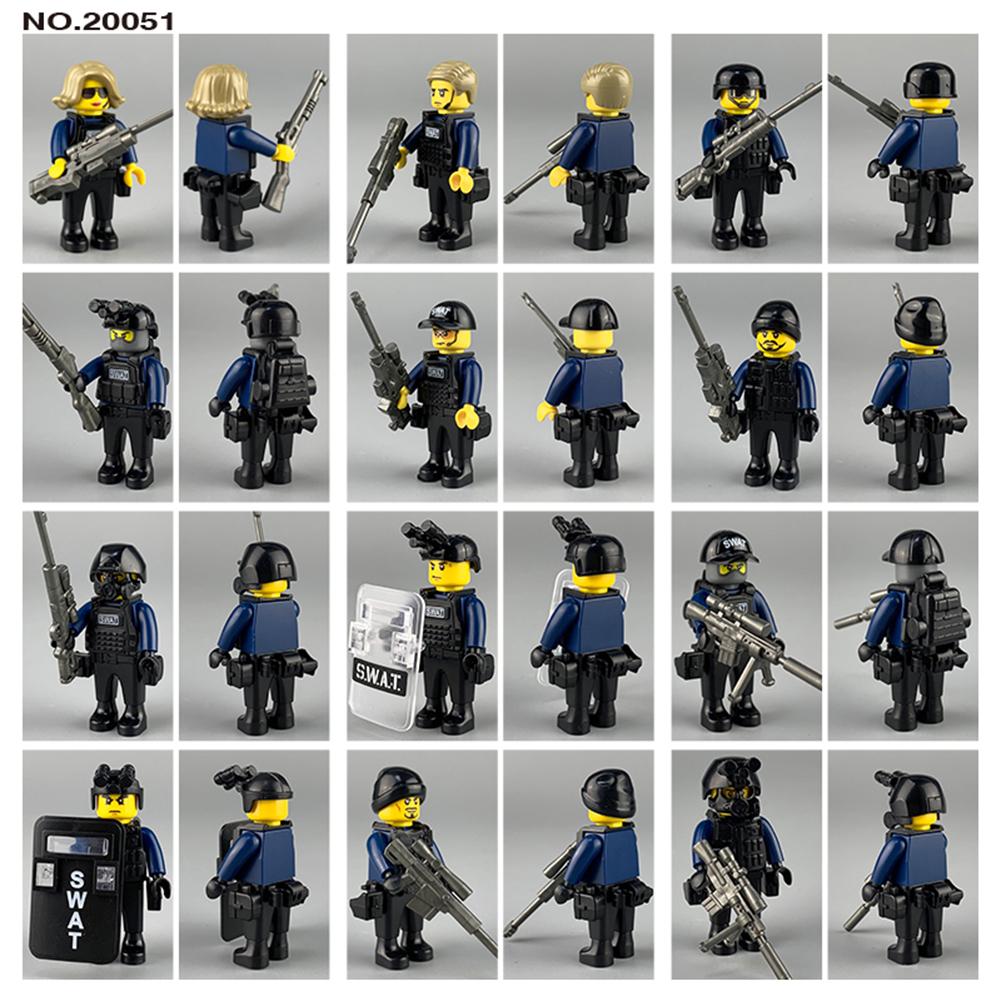 12PCS/Set Police City Dolls Armed Building Blocks with A Variety of Shapes and Scenes for Children Kids Toys