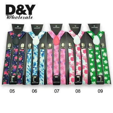 New arrivel 7 colors suspenders for women men Braces Y-shape Colorful Flowers 2.5 cm width Casual suspender free shipping