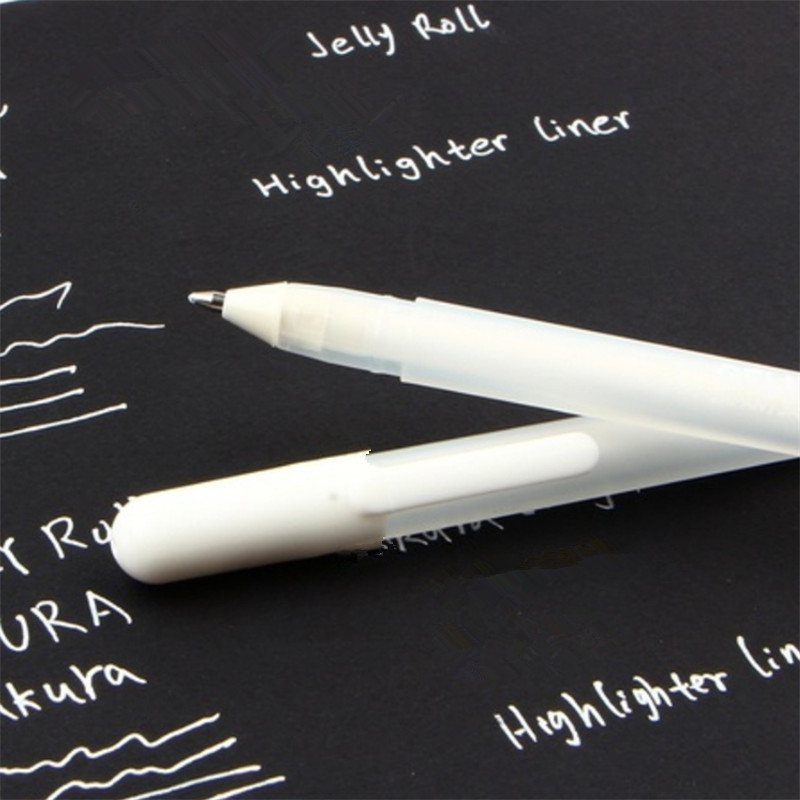 White Ink 0.8MM Gel Pen Unisex Pen Gift For Kids Stationery Office Learning student School Supplies