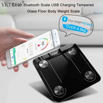 Smart Bluetooth Scale USB Charging Tempered Glass Floor Body Weight Scale Body Fat BMI Weighing Scales Bathroom Products