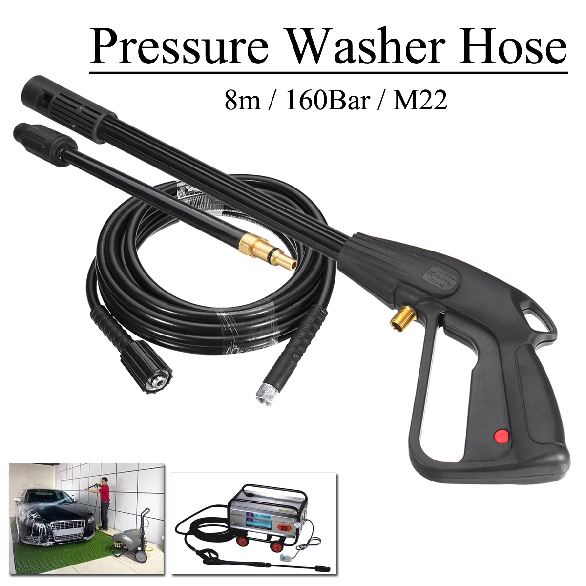 2pcs/set 2300psi High Pressure Power Car Washer Spray Gun Water Washer 8m Hose For Cleaner Watering Lawn Garden
