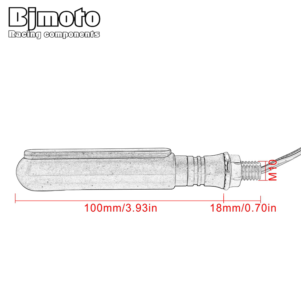 BJMOTO 4Pcs LED Motorcycle Turn Signals Sequential Indicators Flowing Water Blinker Brake Tail Light DRL Bendable Flicker