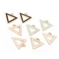 15mm Zinc Alloy Metal Pure Color Enamel Hollow Geometric Triangle Shape Charm Pendant For DIY Earring Necklace Jewelry Findings