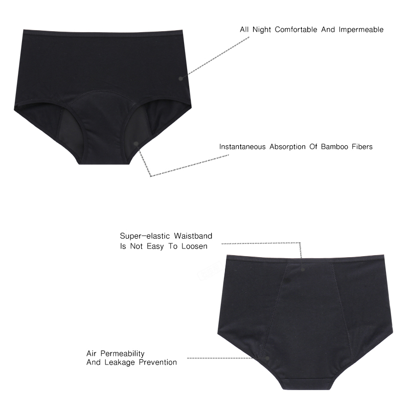 4-layer Leakproof Women Menstrual Panties Breathable Fast Absorbent Briefs High Waist Warm Girl Period Underwear Women Plus Size