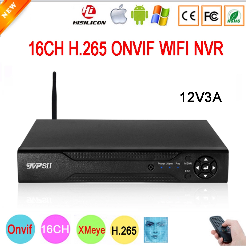 Remote Control Face Detection 12V 3A Hi3536D XMeye H.265+ 5mp 16CH 16 Channel WIFI Onvif CCTV NVR Network Video Recorder