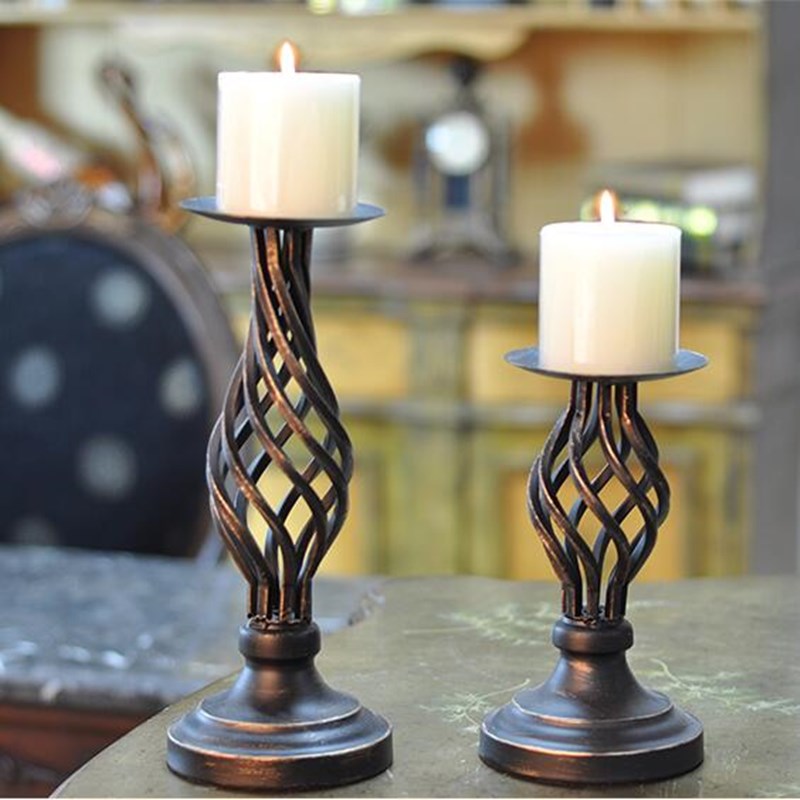 Vintage Candle Holder Hollow Metal Retro Classic Nordic Style Candle Stand Party Wedding Home Decor Candlestick