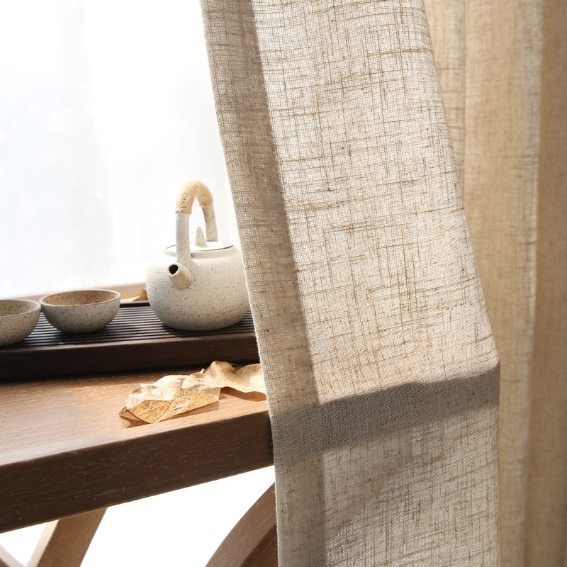 Chinese Style Linen semi-shading ramie curtain yarn Norse hemp yarn pure color cotton linen curtains custom gauze curtains yarn