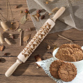 35/43cm Christmas Embossing Rolling Pin Wood Elk Engraved Gingerbread Cookies Biscuit Fondant Cake Roller Baking Pastry Tools