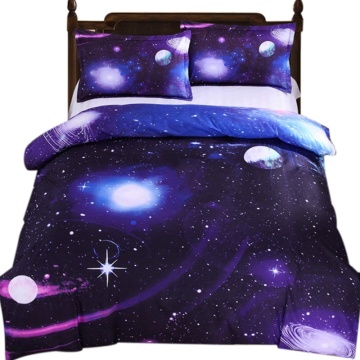 Hot 3D Galaxy Bedding Duvet Cover Single Reversible Purple Star Galaxy Microfiber Bedding Quilt Zipper Tie Child Teen Girl
