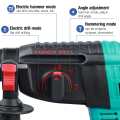 Brushless Electric Rotary Hammer Rechargeable Multifunction Electric Hammer Impact Power Drill Tool with 2 Battery & Charger