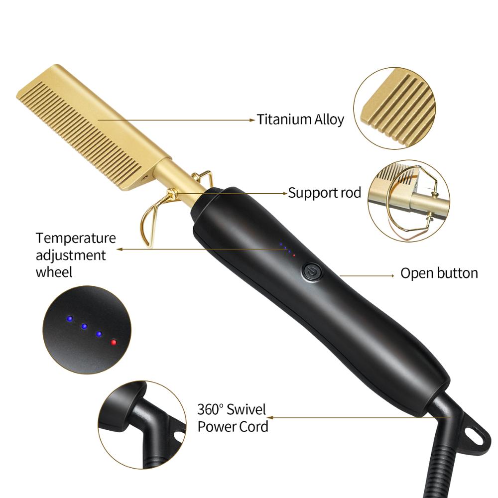 3 in 1 Hair Straightener Hot Heating Comb Hair Curler Dry&Wet Hair Styler Comb Curling &Straightening Iron Hair Dryer Brush