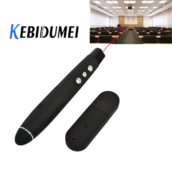 kebidumei Wireless PPT Presenter Red Laser Pointer Pen RF Remote Controller for Powerpoint Presentation + USB Receiver