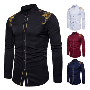 Muslim Shirt Embroidered Long-sleeved Blouse Fashion European Clothing Saudi Arabia Islamic Talit Top African Dashiki DCC186