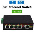 5 Port Industrial Ethernet Switch 48V 10/100Mbps Network Switch POE DIN Rail Type Network RJ45 Lan Hub adapter Signal Strengthen