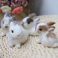 15CM Mini Realistic Cute White Plush Rabbits Fur Lifelike Animal Easter Bunny Simulation Model Birthday Gift Rabbit Toy