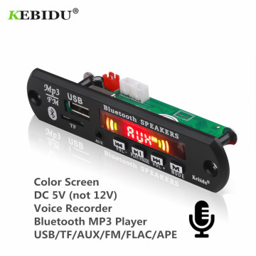 KEBIDU 5V Bluetooth MP3 Player Decoder Board Color Screen for Car Kit FM Radio TF USB 3.5mm AUX Audio Module Record Hands-free