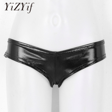 Sexy Women C-String Underwear Patent Leather Stretch Sexy Panties Ladies Low Waist Dance Clubwear Hot Exotic Briefs Underwear
